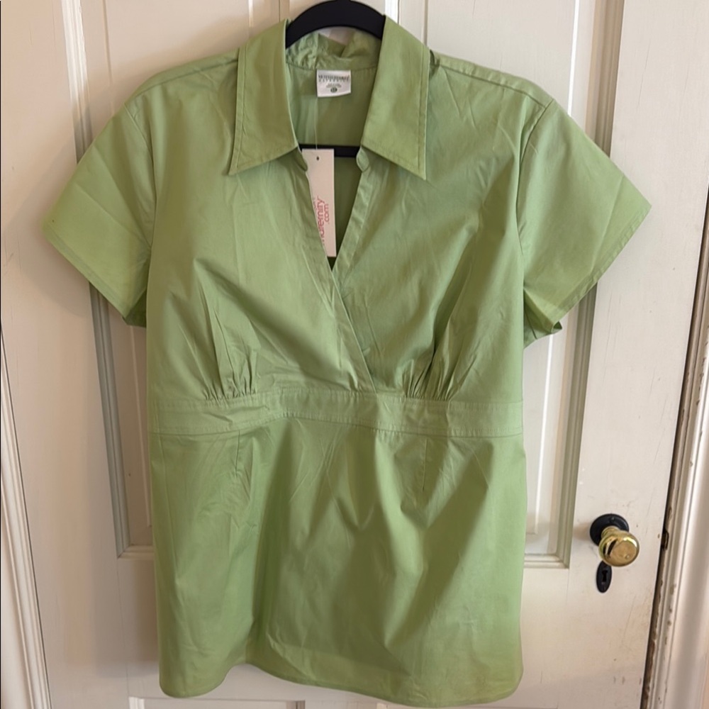 Motherhood Maternity Green Fitted Blouse with Notched Collar